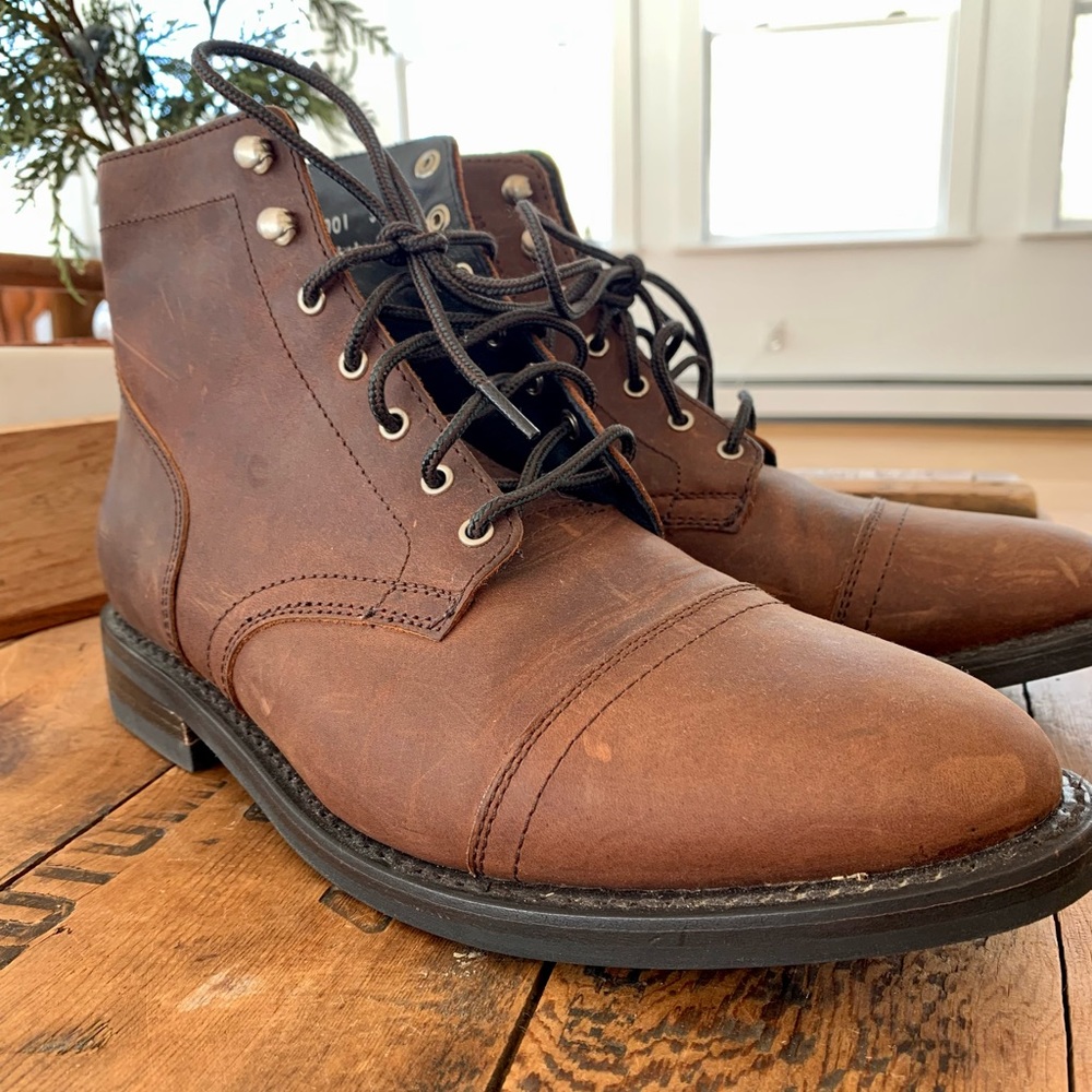 Men’s size 11.5 Thursday Boot Co. “Captain” boots. Distressed brown color. EUC.